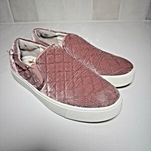 Sam Edelman Ezzie Pink Velvet Sneakers Womens 5 Quilted Slip On Casual